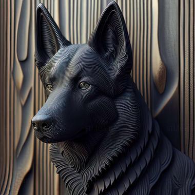 3D model Norwegian Black Elkhound dog (STL)